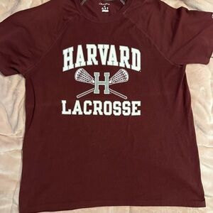 Harvard Lacrosse Maroon Crewneck T-Shirt